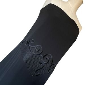 Basile Little Black Dress Strapless EUR 42 US Large Embroidered Classic Party